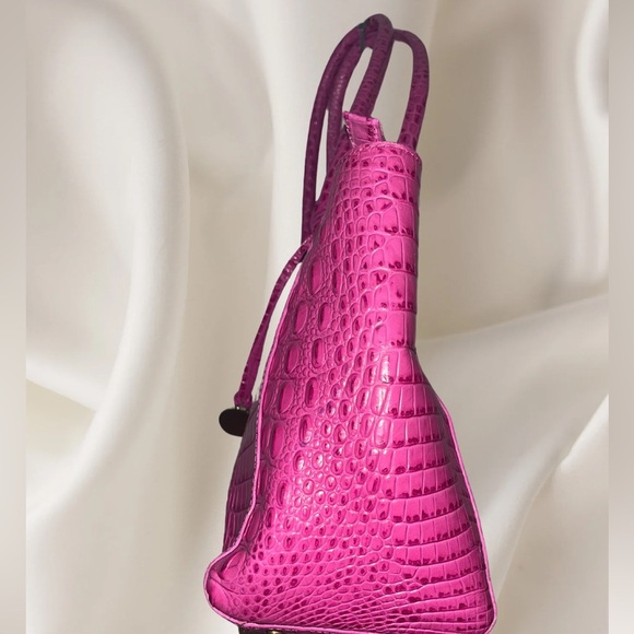 RARE Brahmin Melbourne Croc Embossed Satchel, Deep Fuchsia - Picture 5 of 9